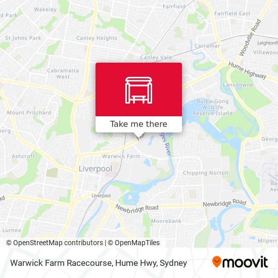 Mapa Warwick Farm Racecourse, Hume Hwy