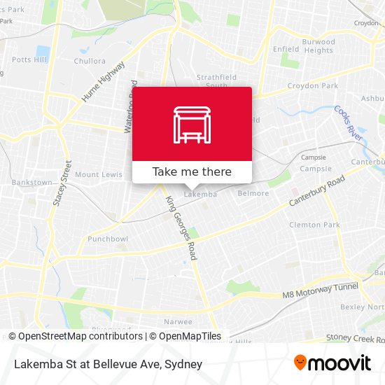 Lakemba St at Bellevue Ave map