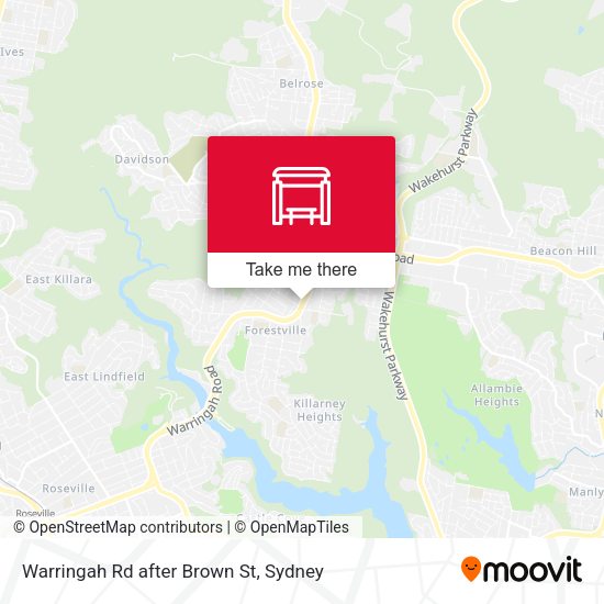 Warringah Rd after Brown St map