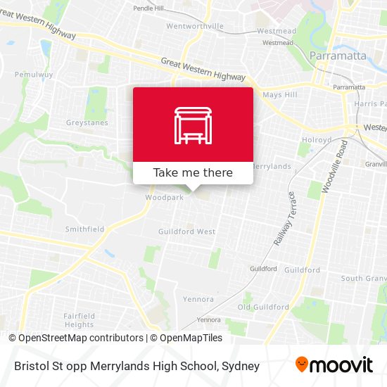 Mapa Bristol St opp Merrylands High School