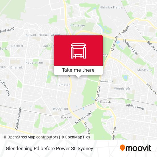 Glendenning Rd before Power St map
