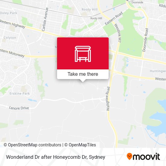 Wonderland Dr after Honeycomb Dr map