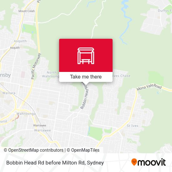 Bobbin Head Rd before Milton Rd map