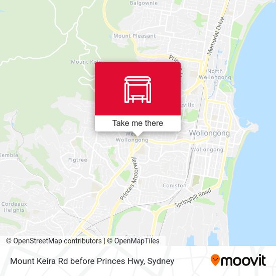 Mount Keira Rd before Princes Hwy map