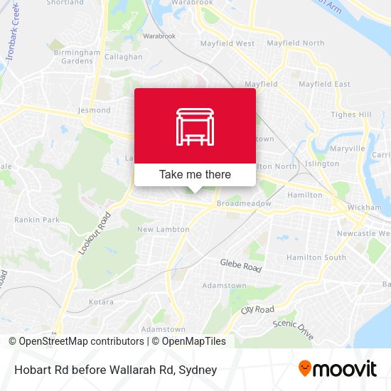 Hobart Rd before Wallarah Rd map