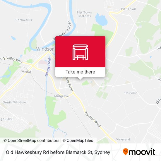 Old Hawkesbury Rd before Bismarck St map
