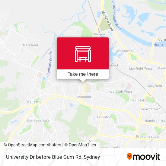 University Dr before Blue Gum Rd map