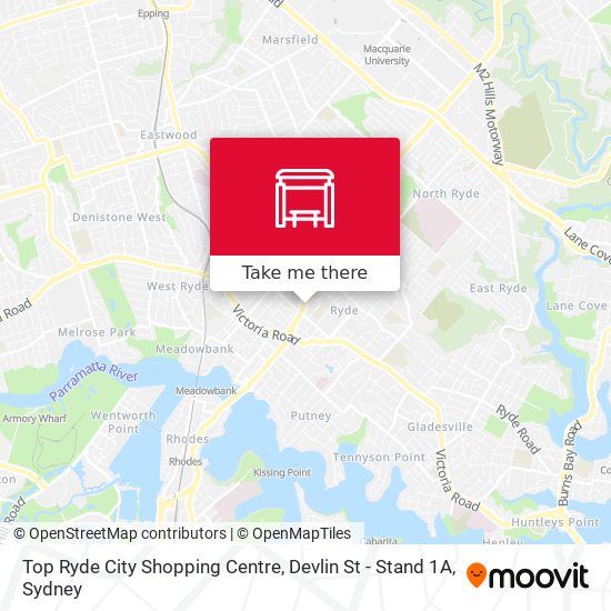 Top Ryde City Shopping Centre, Devlin St - Stand 1A map