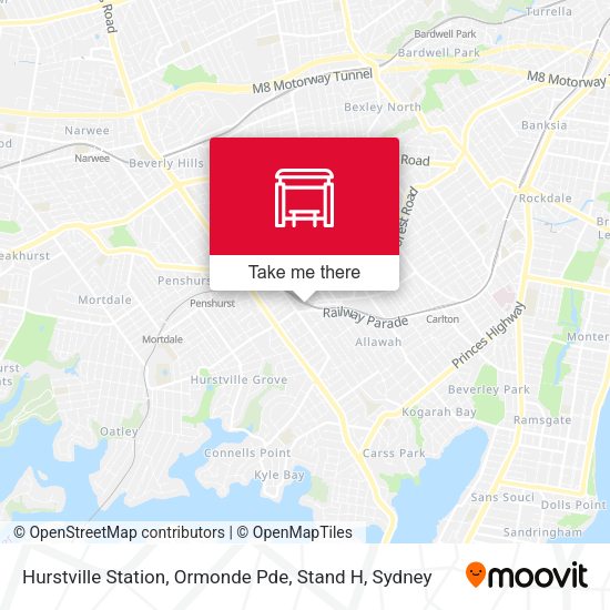 Hurstville Station, Ormonde Pde, Stand H map