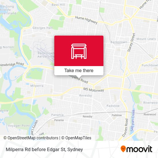 Milperra Rd before Edgar St map