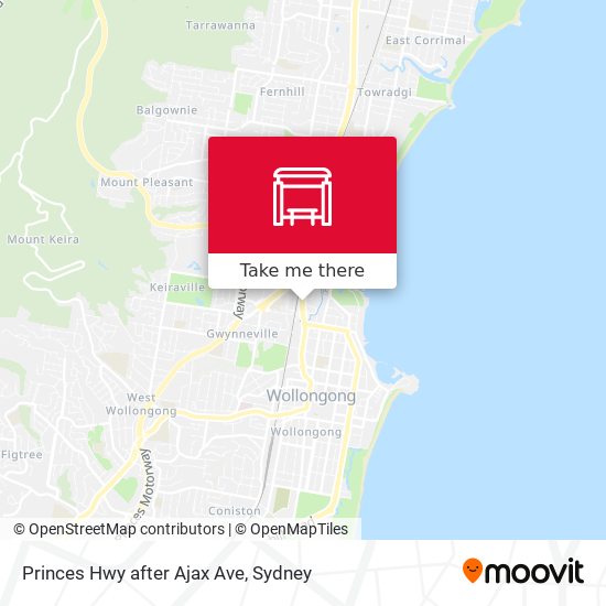 Princes Hwy after Ajax Ave map