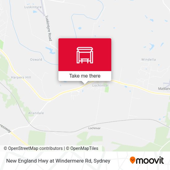 New England Hwy at Windermere Rd map