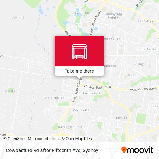 Cowpasture Rd after Fifteenth Ave map