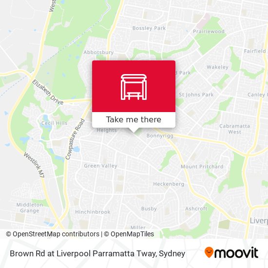 Brown Rd at Liverpool Parramatta Tway map
