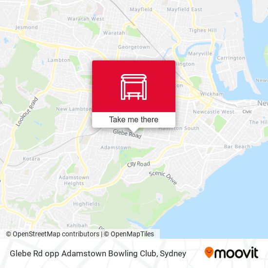 Glebe Rd opp Adamstown Bowling Club map