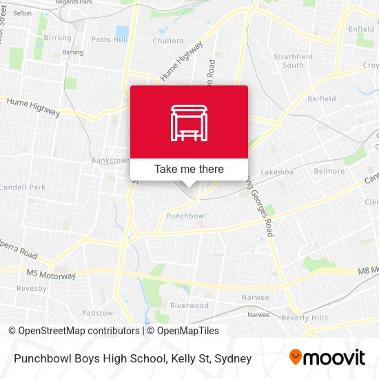 Punchbowl Boys High School, Kelly St map