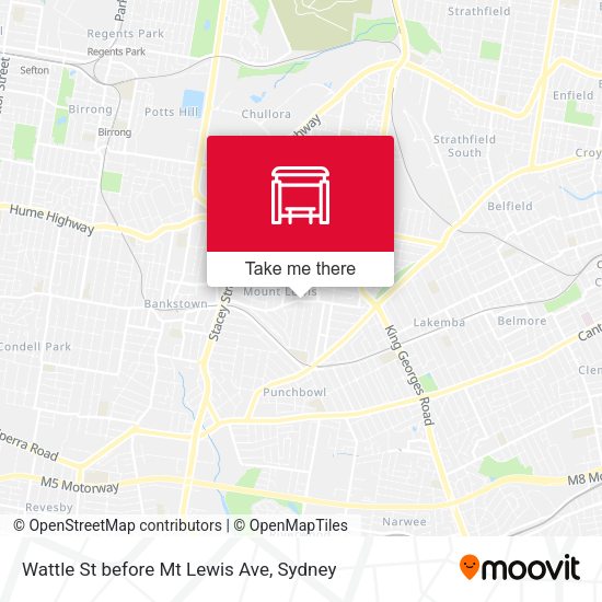 Wattle St before Mt Lewis Ave map