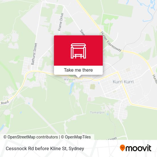 Cessnock Rd before Kline St map