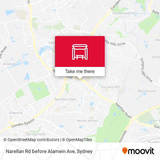 Narellan Rd before Alamein Ave map