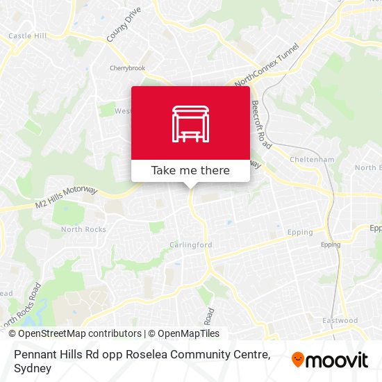 Mapa Pennant Hills Rd opp Roselea Community Centre