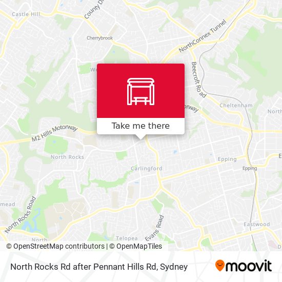 North Rocks Rd after Pennant Hills Rd map