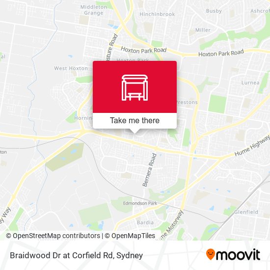 Braidwood Dr at Corfield Rd map