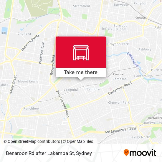 Benaroon Rd after Lakemba St map