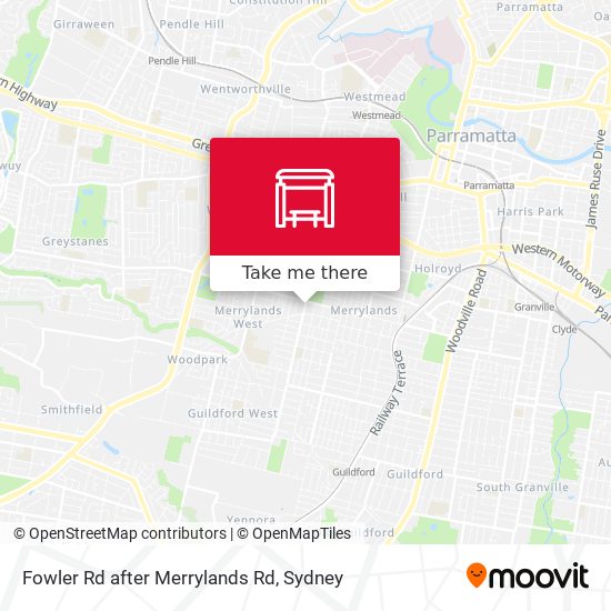 Fowler Rd after Merrylands Rd map