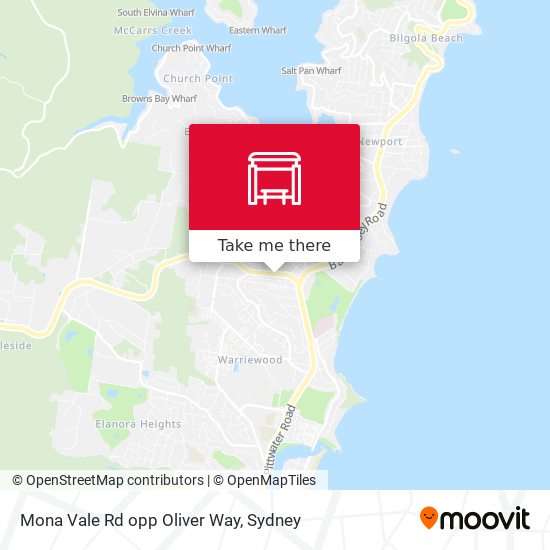 Mona Vale Rd opp Oliver Way map