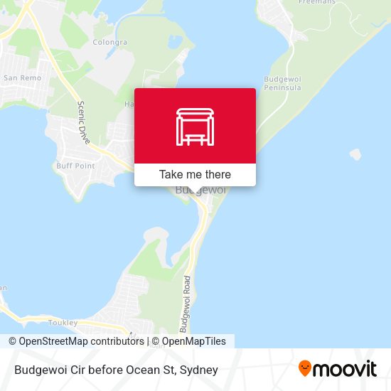 Budgewoi Cir before Ocean St map
