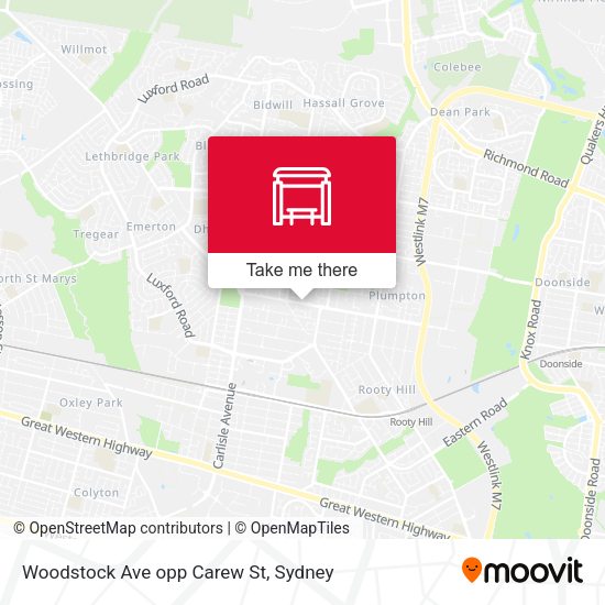 Woodstock Ave opp Carew St map