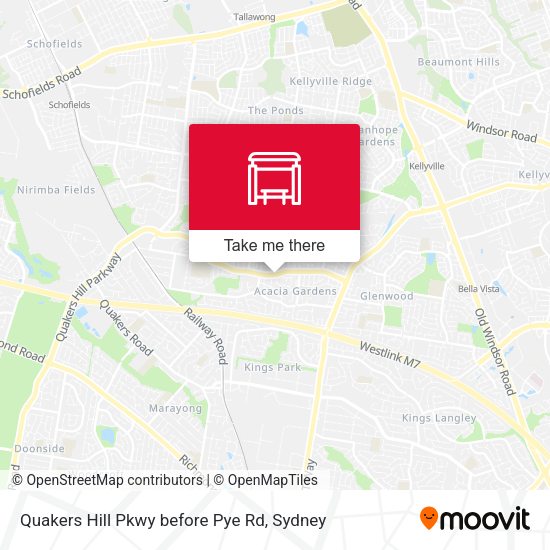 Quakers Hill Pkwy before Pye Rd map