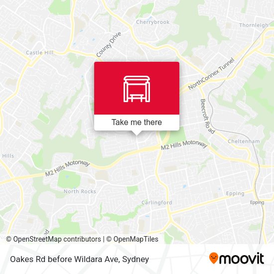 Oakes Rd before Wildara Ave map