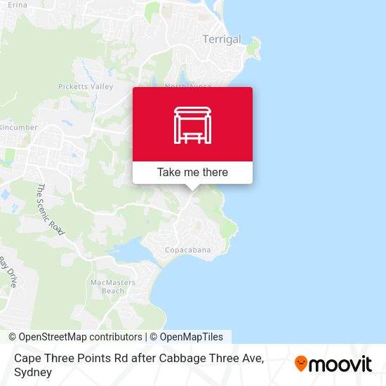 Cape Three Points Rd after Cabbage Three Ave map