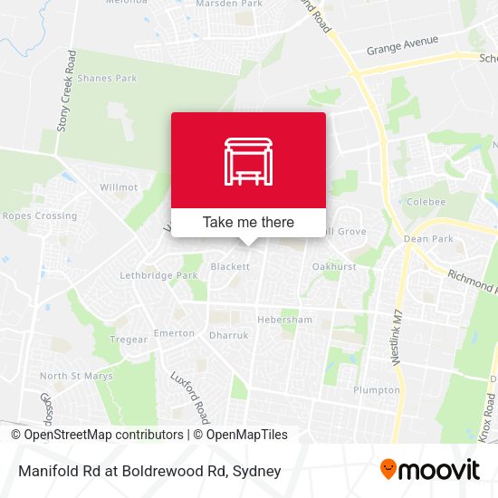 Manifold Rd at Boldrewood Rd map