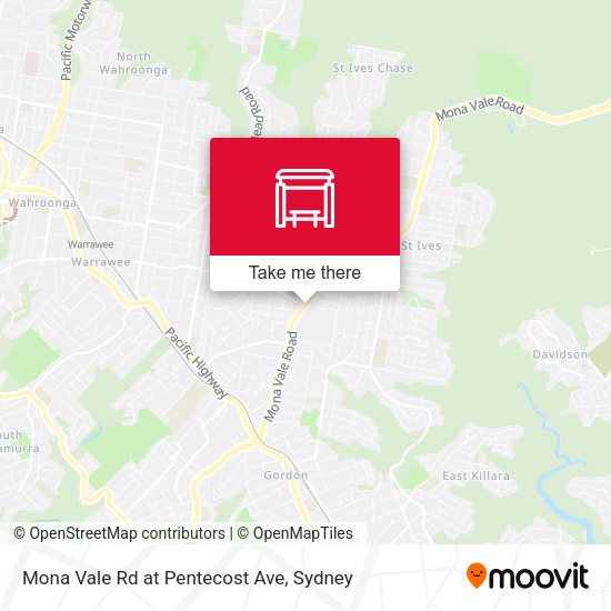 Mona Vale Rd at Pentecost Ave map