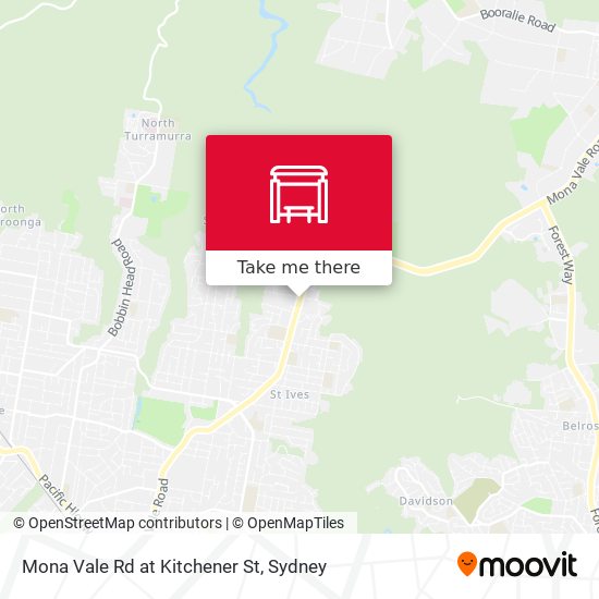 Mona Vale Rd at Kitchener St map