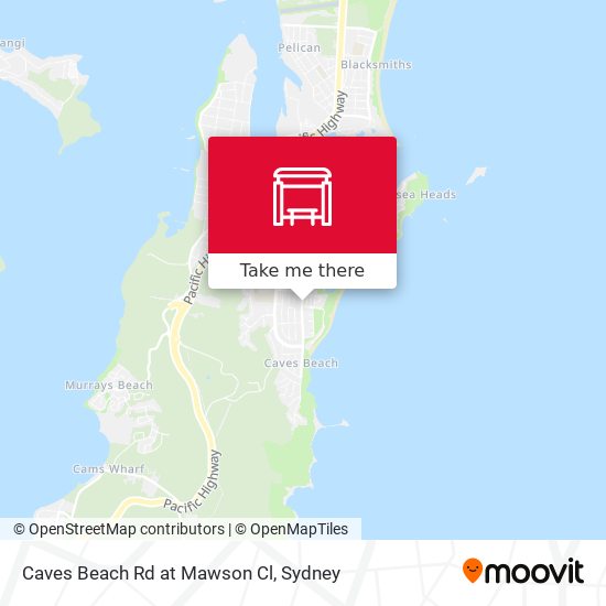 Caves Beach Rd at Mawson Cl map
