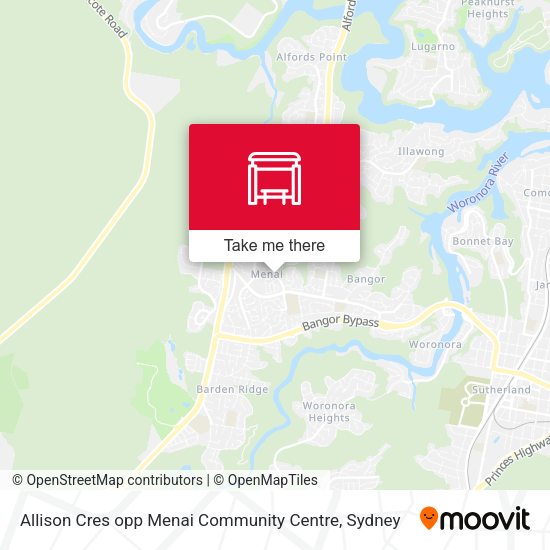 Allison Cres opp Menai Community Centre map