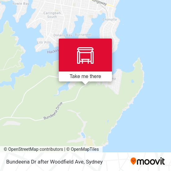 Bundeena Dr after Woodfield Ave map