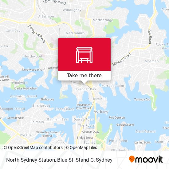 Mapa North Sydney Station, Blue St, Stand C