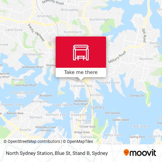 Mapa North Sydney Station, Blue St, Stand B