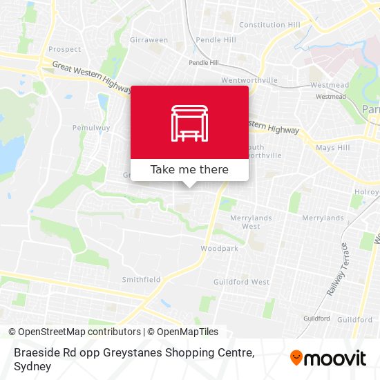 Mapa Braeside Rd opp Greystanes Shopping Centre
