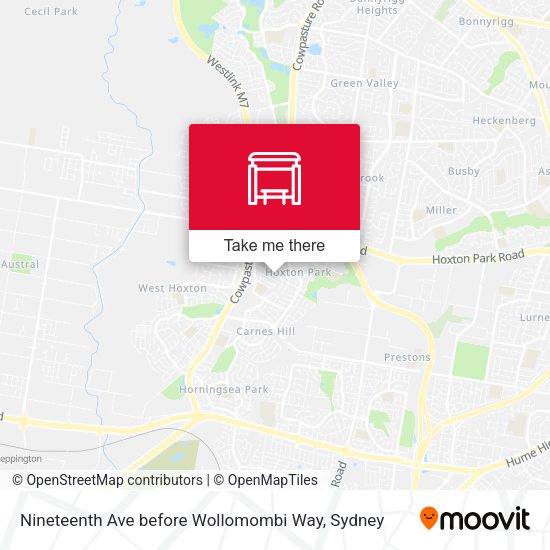 Nineteenth Ave before Wollomombi Way map