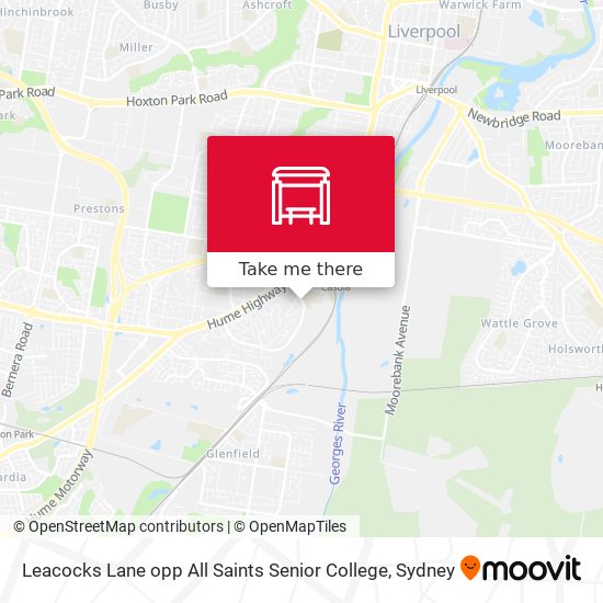 Mapa Leacocks Lane opp All Saints Senior College