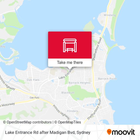 Lake Entrance Rd after Madigan Bvd map