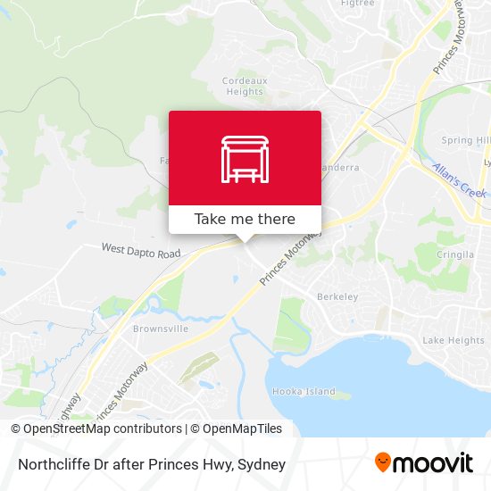 Northcliffe Dr after Princes Hwy map