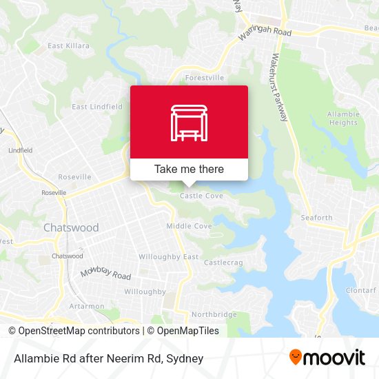 Allambie Rd after Neerim Rd map