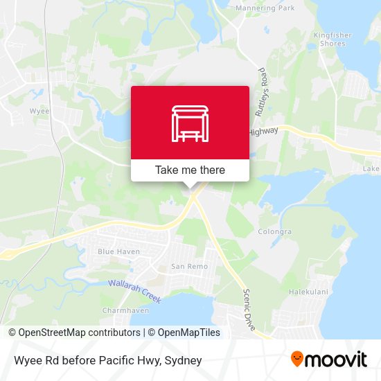Wyee Rd before Pacific Hwy map