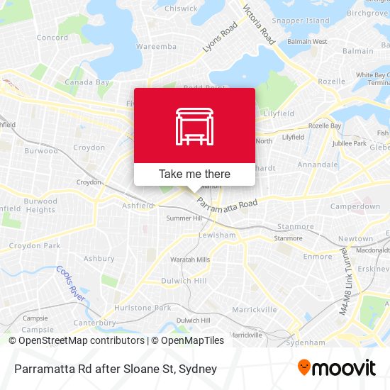 Parramatta Rd after Sloane St map